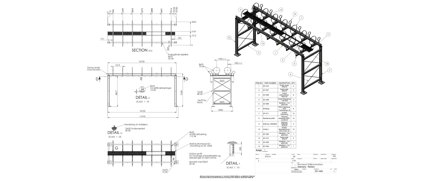 Konstruktionstegninger af rørbro
